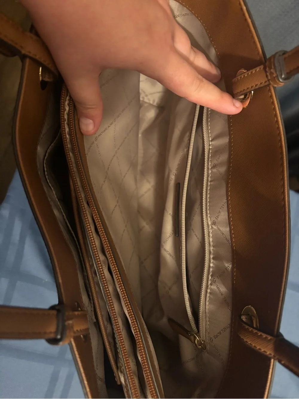 Michael Kors Brown and Tan Tote with MK Charm